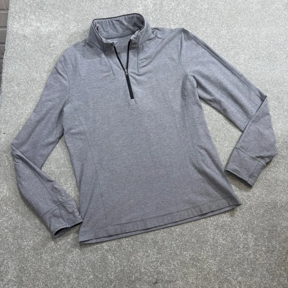 Lululemon Tech Zip Pullover Heathered Grey Long Sleeve L Running Performance